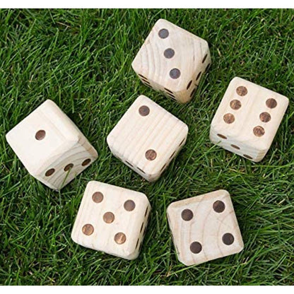 YardGames Giant Outdoor Indoor Wooden Dice Set w/ Scorecards & Case, 2.5 Inch