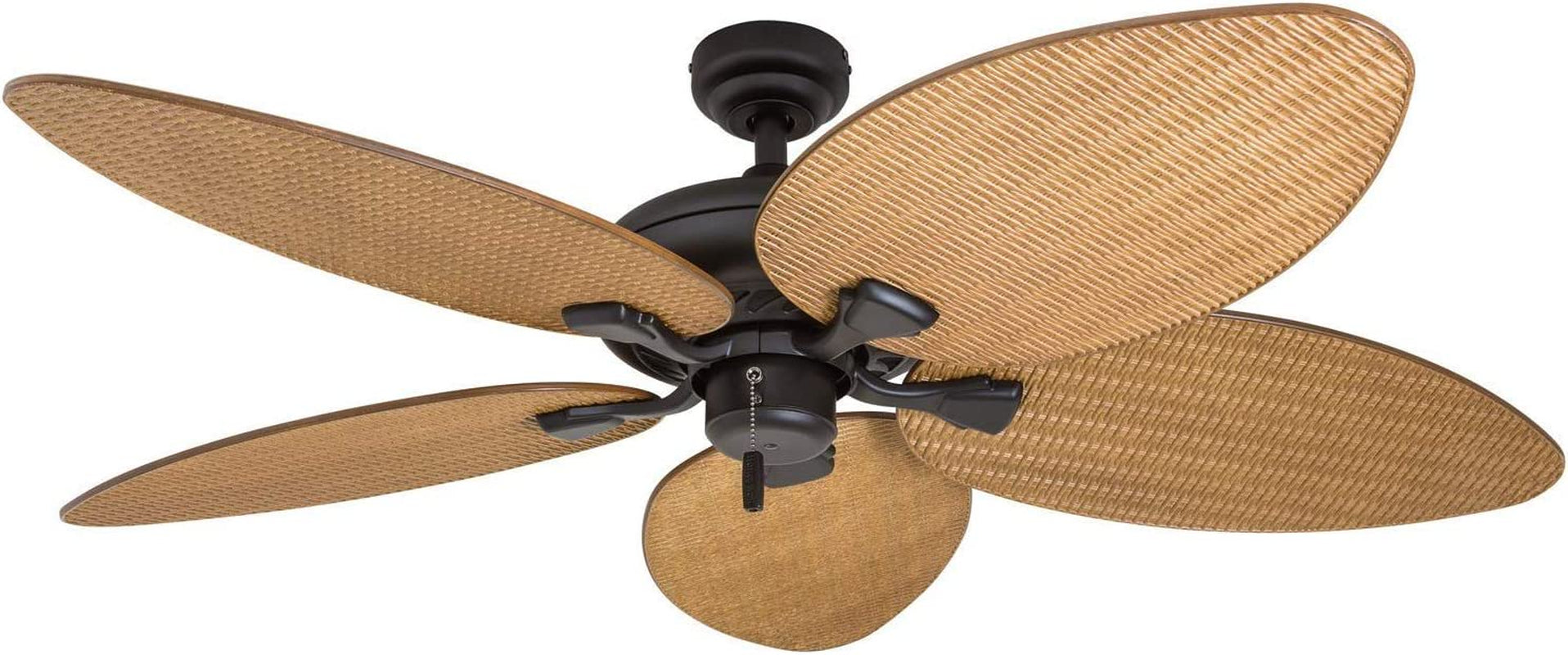 Honeywell Palm Valley 52" Bronze Tropical Ceiling Fan with 5 Palm Blades, 4 Arm Light Kit, Pull Chains & Reverse Airflow