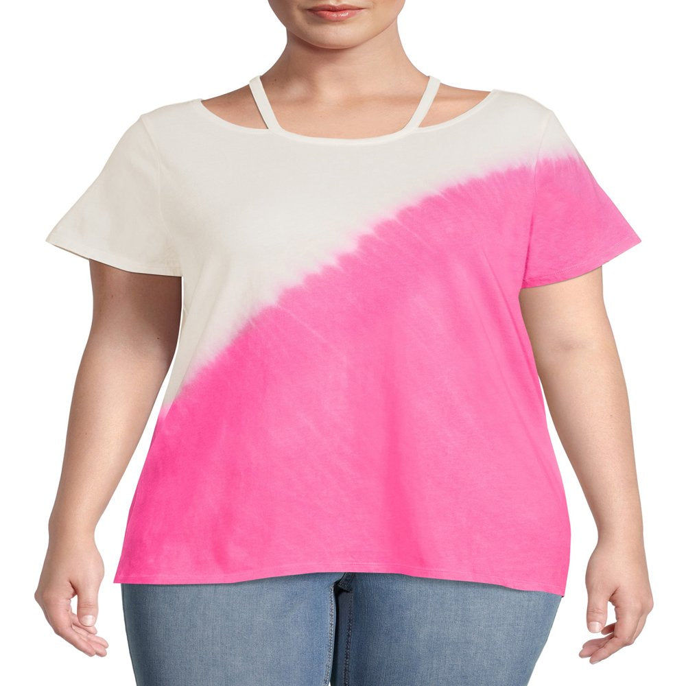  Women's Plus Size Cut Out Neck Short Sleeve Top