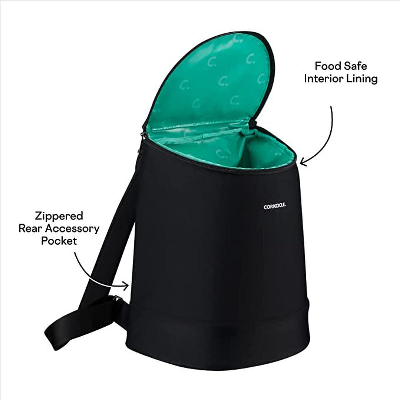 Corkcicle Eola Insulated Soft Cooler, Bucket Bag, Insulated, Black Neoprene