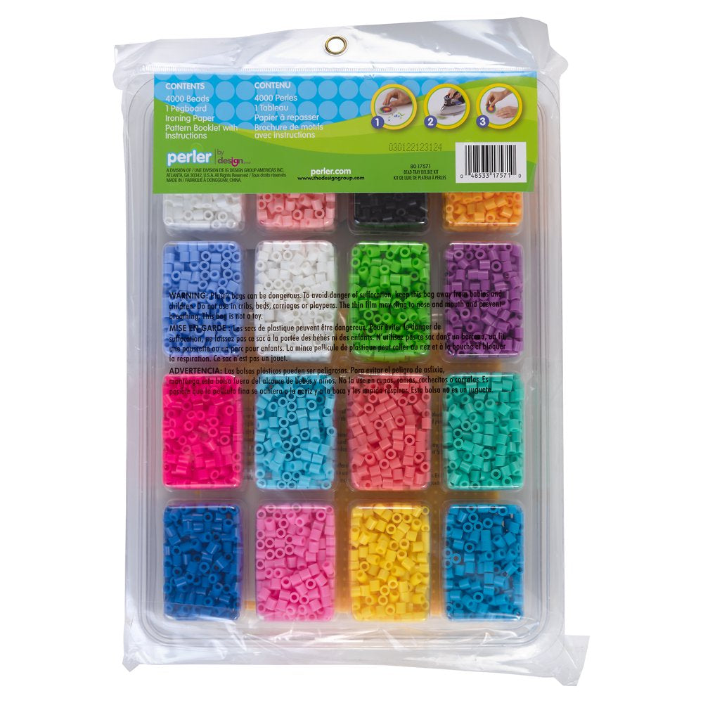  4,000 Bead Tray With Idea Book and Pegboard, Ages 6 and Up, 4003 Pieces, Kid and Adult Craft Kit