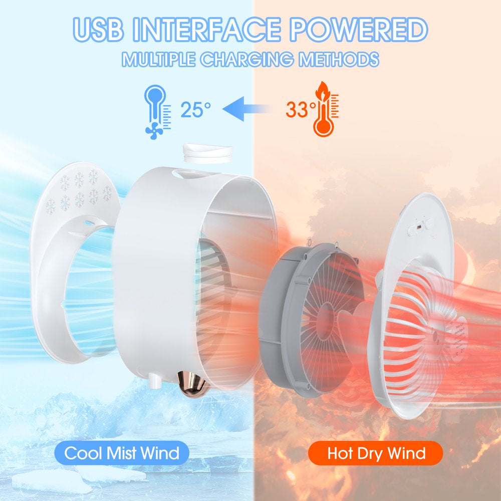 Ifanze Portable Air Conditioner Fan, Rechargeable Evaporative Air Cooler Air Cooling Fan with 3 Speed, Personal Mini AC Desktop Fan for Room Home Bedroom Office Indoor Outdoor, White