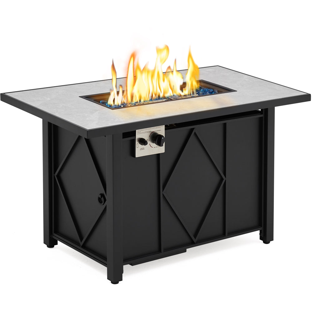 Topeakmart 43in Propane Firepit Table with Water-Resistant Cover, 50,000 BTU, Black