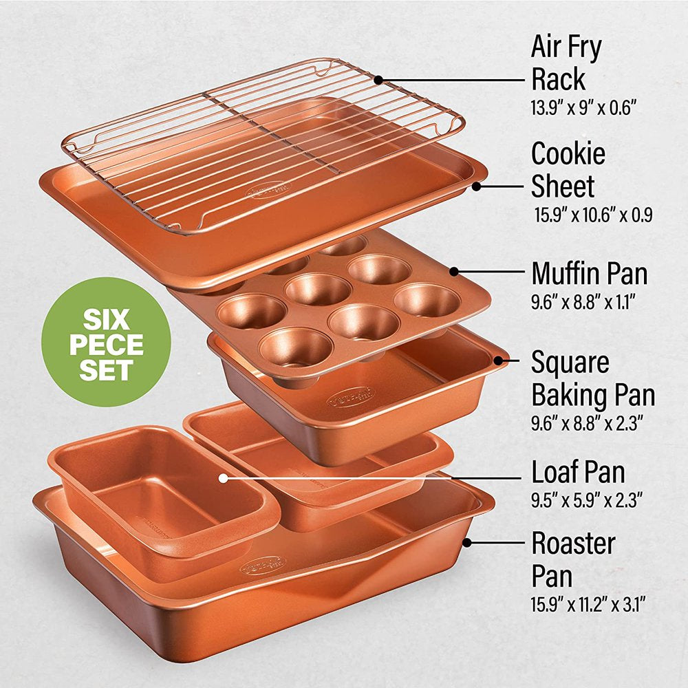 Gotham Steel Nonstick Bakeware Set Stackable Bakeware 6 Pcs Set PFOA Free