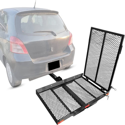 KOJEM Hitch Cargo Carrier Wheelchair Scooter Carrier Rack Folding Rack Ramp Hitch Mount 500 lbs Weight Capacity