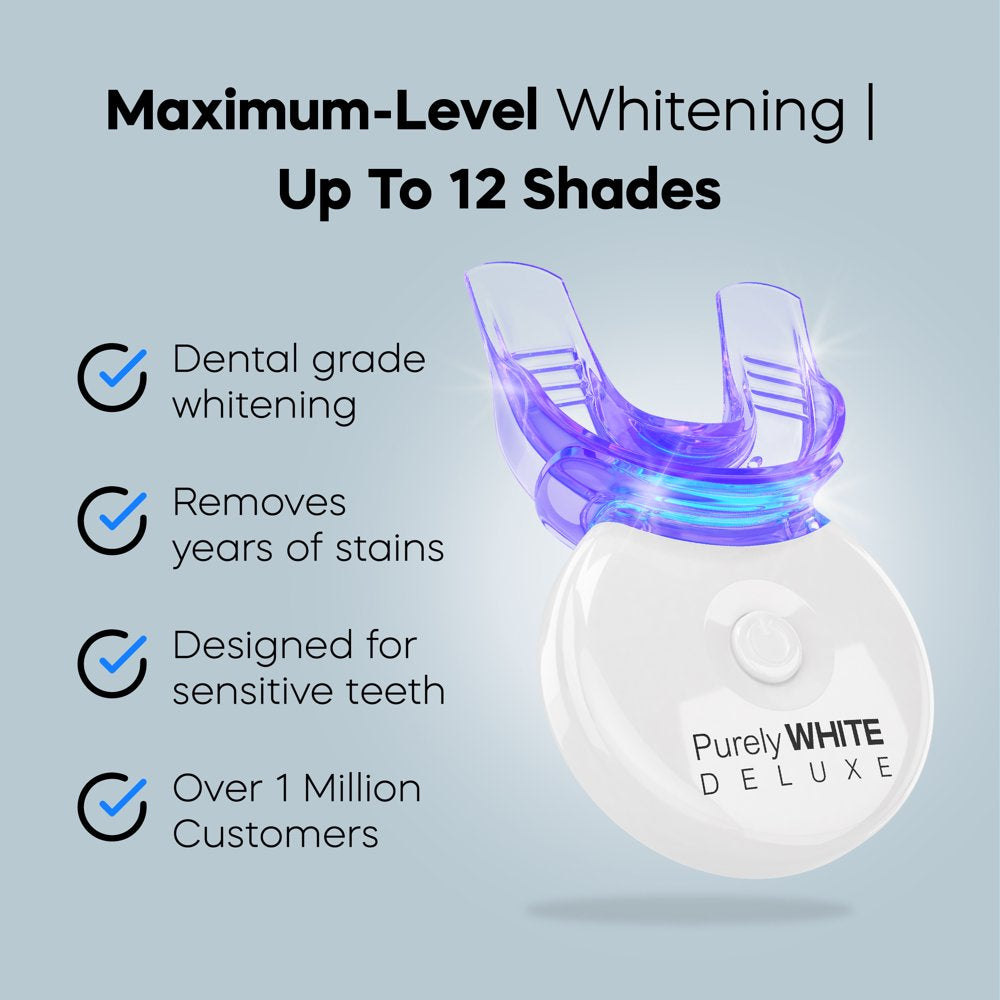 PurelyWHITE DELUXE Teeth Whitening Kit, Complete LED Teeth Whitening, 15+ Treatments, Whiter Smile In 7 Minutes