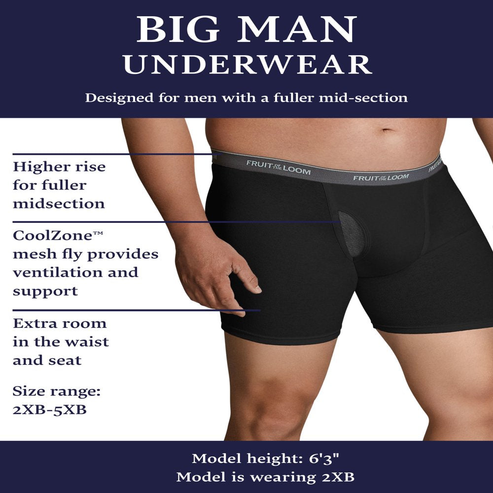 Fruit of the Loom Big Men's CoolZone Fly Boxer Briefs, 7 Pack, Sizes 2XB-5XB