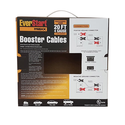 Everstart 20 Foot 4 Gauge, Automotive Booster Cables, Jumper Cables