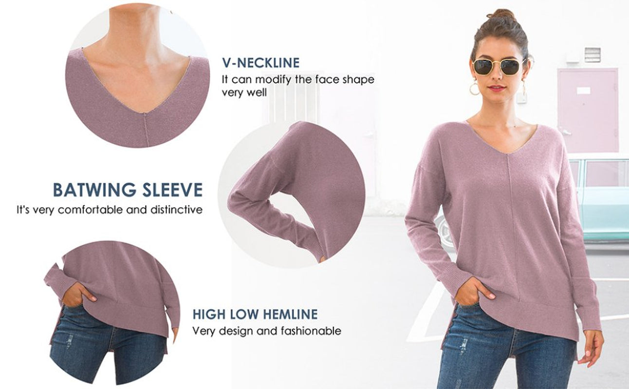 Uvplove V Neck Sweaters for Women Fall Lightweight Knit Pullover Sweater Blouse