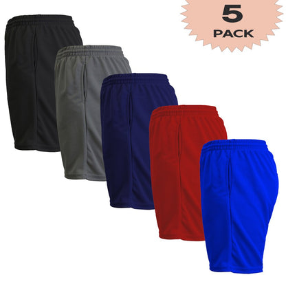 Men's 5-Pack Lightweight Breathable Moisture Wicking Mesh Shorts