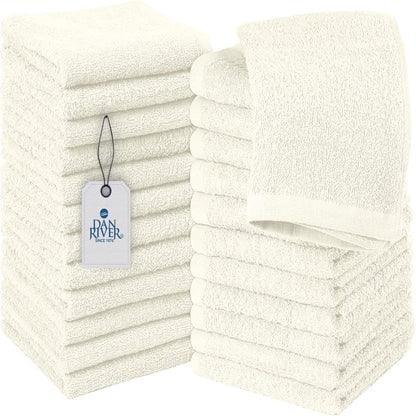 DAN RIVER 100% Cotton Washcloths 24 Pack |Washcloths for Face Soft| Cotton Washcloths Bulk| Essential Wash Cloths for Bathroom| Face Towels Gray| Washcloths 12X12 In| 400 GSM |Face Towel Pack of 24