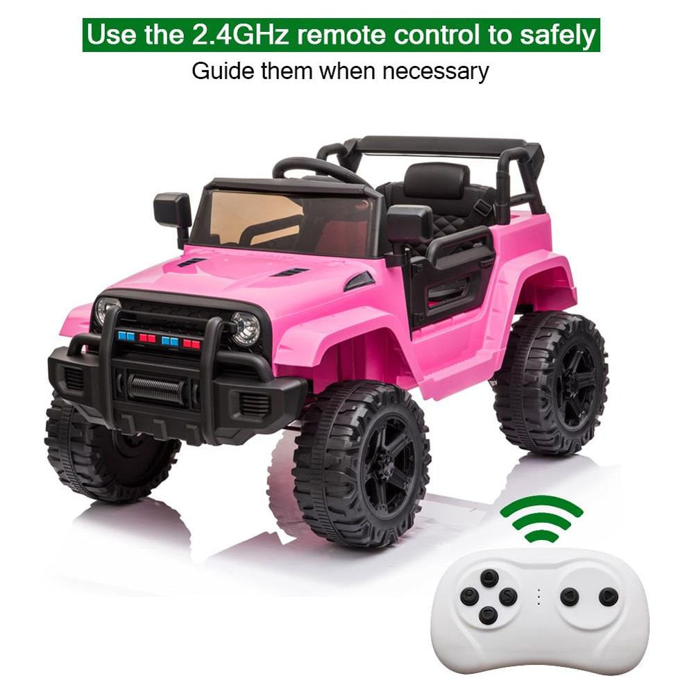 Zimtown Ride On Car Truck, 12V Battery Electric Kids Toy with Remote Control, LED Lights and Realistic Horns, Pink