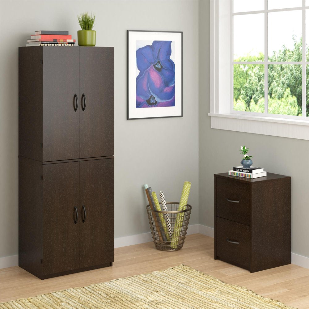 Mainstays 4-Door 5' Storage Cabinet, Dark Chocolate