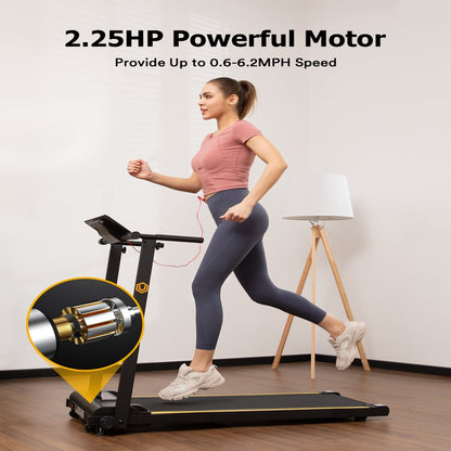 Folding Treadmill, 2.25HP 12HIIT Modes 265 Lb Capacity Compact Mini Treadmill for Home Office