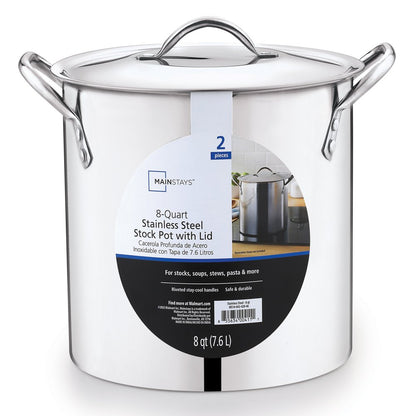 12-Qt Stainless Steel Stock Pot with Metal Lid