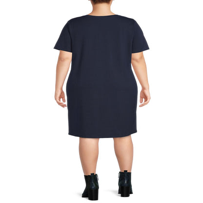  Women'S plus Size V-Neck T-Shirt Dress with High Low Hem