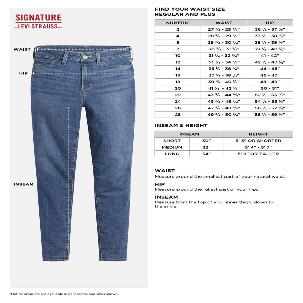 Signature by Levi Strauss & Co. Women's Mid Rise Skinny Jeans, Sizes 2-20