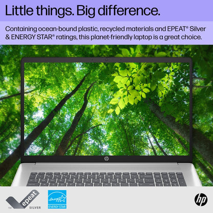 HP 17.3" FHD Laptop, Intel Core i3-N305, 8GB RAM, 256GB SSD, Natural Silver, Windows 11 Home, 17-cn3034wm