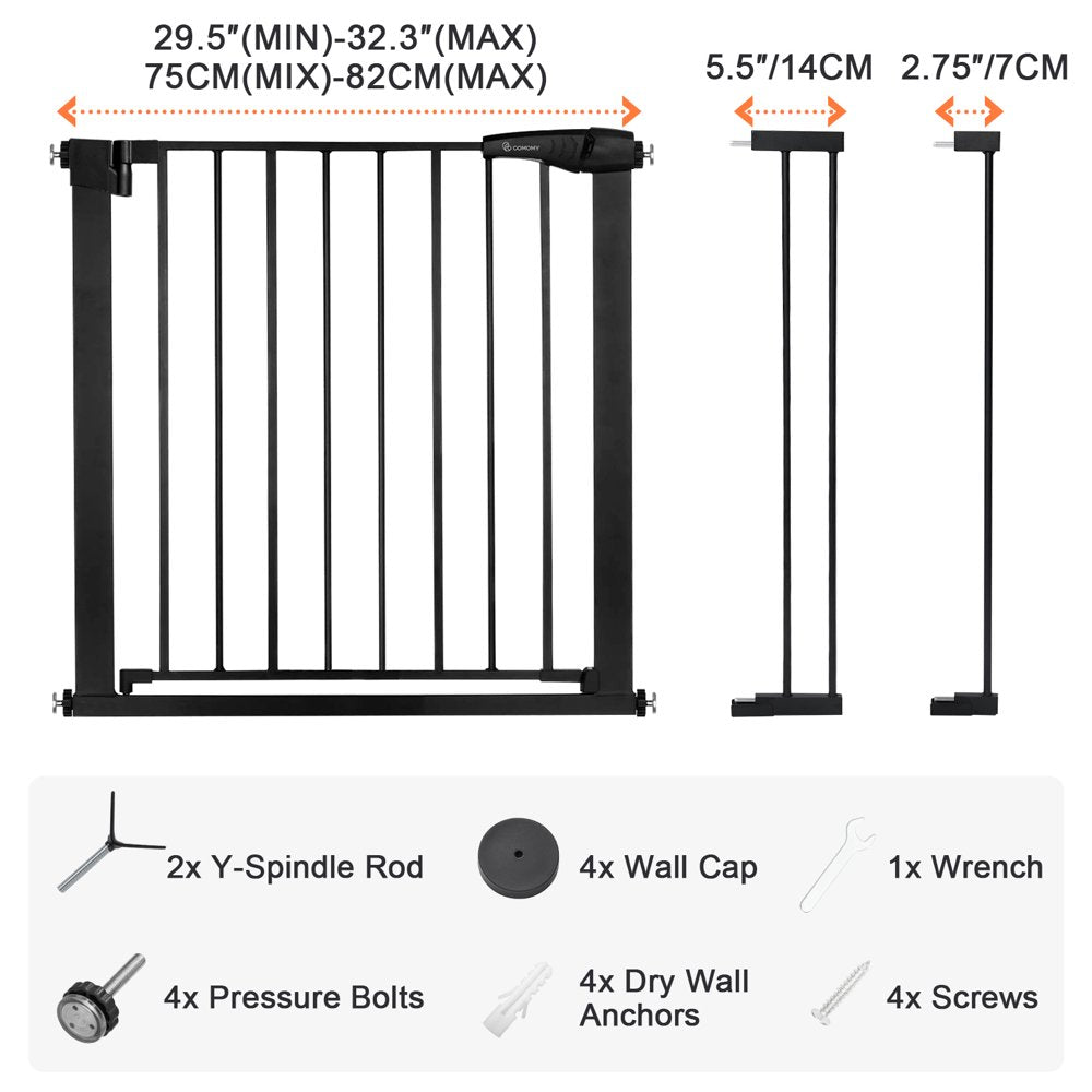 Baby Safety Gate, Baby Gates for Top Stairs Doorway, 29.5''- 40.5''Wide Pressure Mount, Black