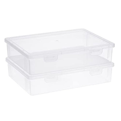 BTSKY Clear Plastic Storage Box with Flap Lid, Multipurpose Craft Organizers and Storage Box Art Supply Storage Organizer Plastic Sewing Box for Beads Pencils Notebooks, 2 Pack Small