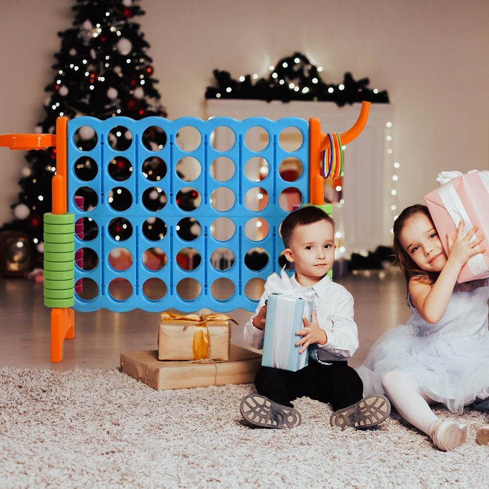 Costway 4-in-A Row Giant Game Set w/Basketball Hoop for Family Orange