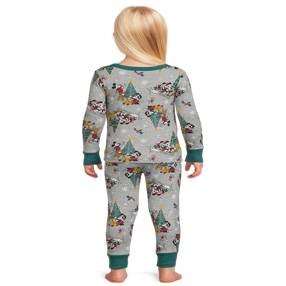 Disney Mickey Mouse Toddler Unisex Long Sleeve Top and Pants, 2-Piece Pajama Set, Sizes 12M-5T