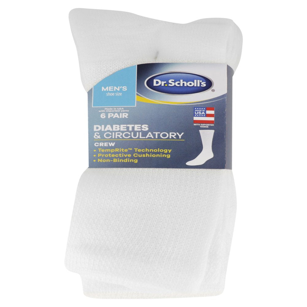 Dr. Scholl's Men's Big and Tall Diabetes & Circulatory Crew Socks, 6-Pack