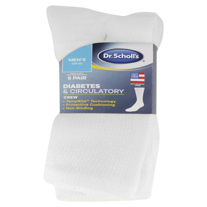 Dr. Scholl's Men's Big and Tall Diabetes & Circulatory Crew Socks, 6-Pack