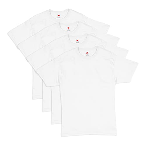 Hanes mens Essentials Short Sleeve T-shirt Value Pack (4-pack) athletic t shirts, White, Small US