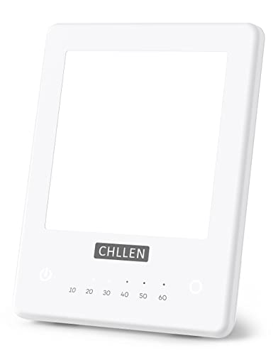 CHLLEN Light Therapy Lamp, UV-Free 10000 Lux Bright Therapy Light, Touch Control with 3 Adjustable Brightness Levels & 6 Timer Settings, Memory Function & Compact Size for Home Office Travelling