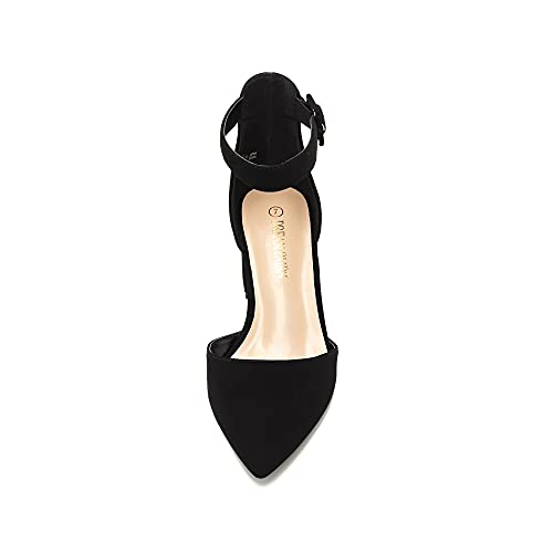 DREAM PAIRS Womens Low Heel Pump Shoes, Black/Nubuck - 7.5 (Annee)