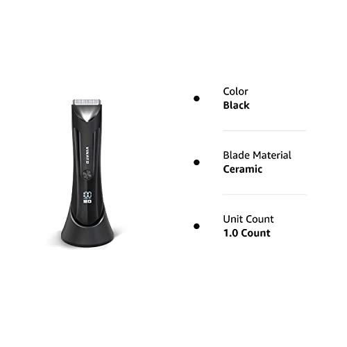 Electric Body Hair Trimmer Shaver - VINATO Waterproof Groin for Men Ball USB Recharge Dock Grooming Kit Replaceable Ceramic Blade Male Hygiene Razor 90 Mins Battery Life