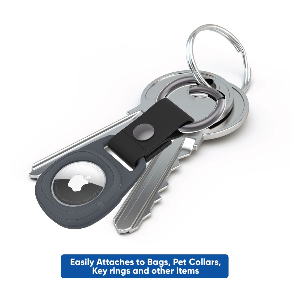 Onn. Airtag Rugged Holder with Carabiner-Style Ring - Gray