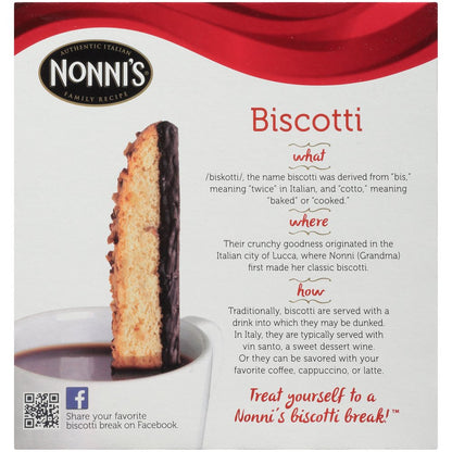 Nonni's, Cioccolati Biscotti, Dark Chocolate Almond Cookie, 6.8 oz (195g), 8 Count, Individually Wrapped and Ready to Eat