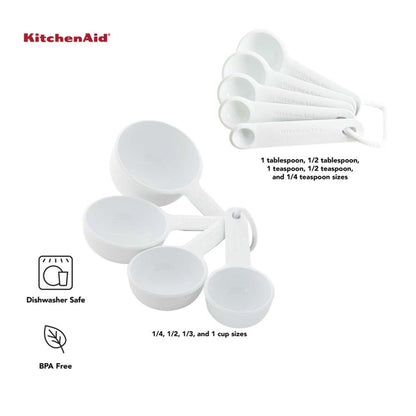 KitchenAid 21-Piece Plastic with Non-Skid Bottom Mixing Bowl and Measuring Set White