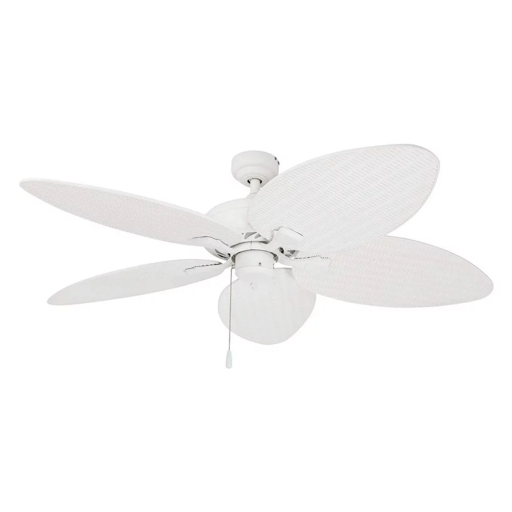 Honeywell Palm Valley 52" White Tropical Ceiling Fan with 5 Palm Blades, Pull Chain & Reverse Airflow