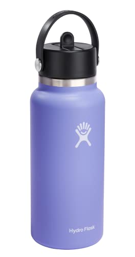 Hydro Flask 32 oz Wide Mouth with Flex Straw Cap Stainless Steel Reusable Water Bottle Lupine - Vacuum Insulated, Dishwasher Safe, BPA-Free, Non-Toxic