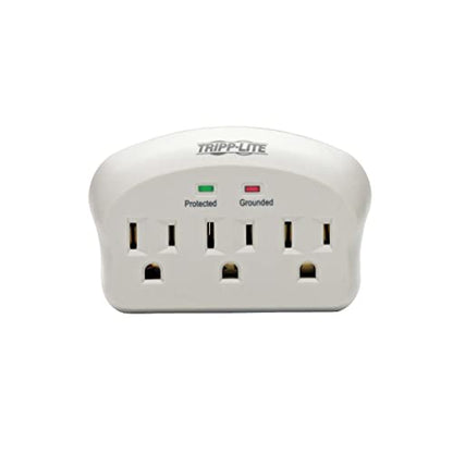 Tripp Lite 3 Outlet Portable Surge Protector Power Strip, Direct Plug In, $5,000 INSURANCE (SK3-0), Apple, Grey