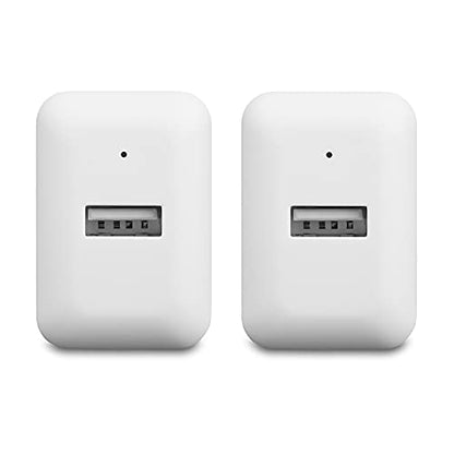 Amazon Basics 12W One Port USB-A Wall Charger (2.4 Amp) for Phones (iPhone 13/12/11/X, Samsung, and more), Pack of 2, White