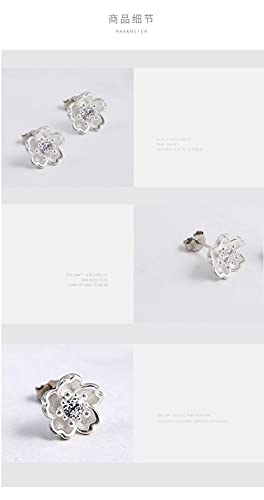 BZG Flower earrings Sterling Silver Cubic-zirconia Stud Earrings Flower stud earrings Earring for women Hypoallergenic earrings Silver earrings Sexy earrings