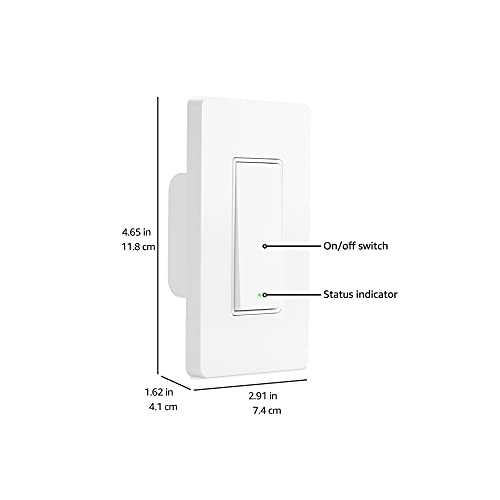 Amazon Basics Single Pole Smart Switch, Neutral Wire Required, 2.4 Ghz WiFi, Works with Alexa, White