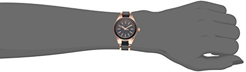 Anne Klein Women's Rose Gold-Tone and Navy Blue Resin Bracelet Watch