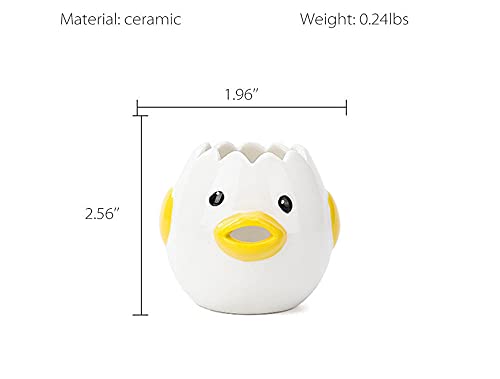 LuoCoCo Cute Egg Separator, Ceramics Vomiting Chicken Egg Yolk White Separator, Practical Household Small Egg Filter Splitter, Kitchen Gadget Baking Assistant Tool, Dishwasher Safe (Yellow)