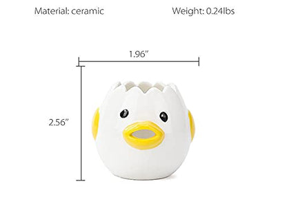 LuoCoCo Cute Egg Separator, Ceramics Vomiting Chicken Egg Yolk White Separator, Practical Household Small Egg Filter Splitter, Kitchen Gadget Baking Assistant Tool, Dishwasher Safe (Yellow)