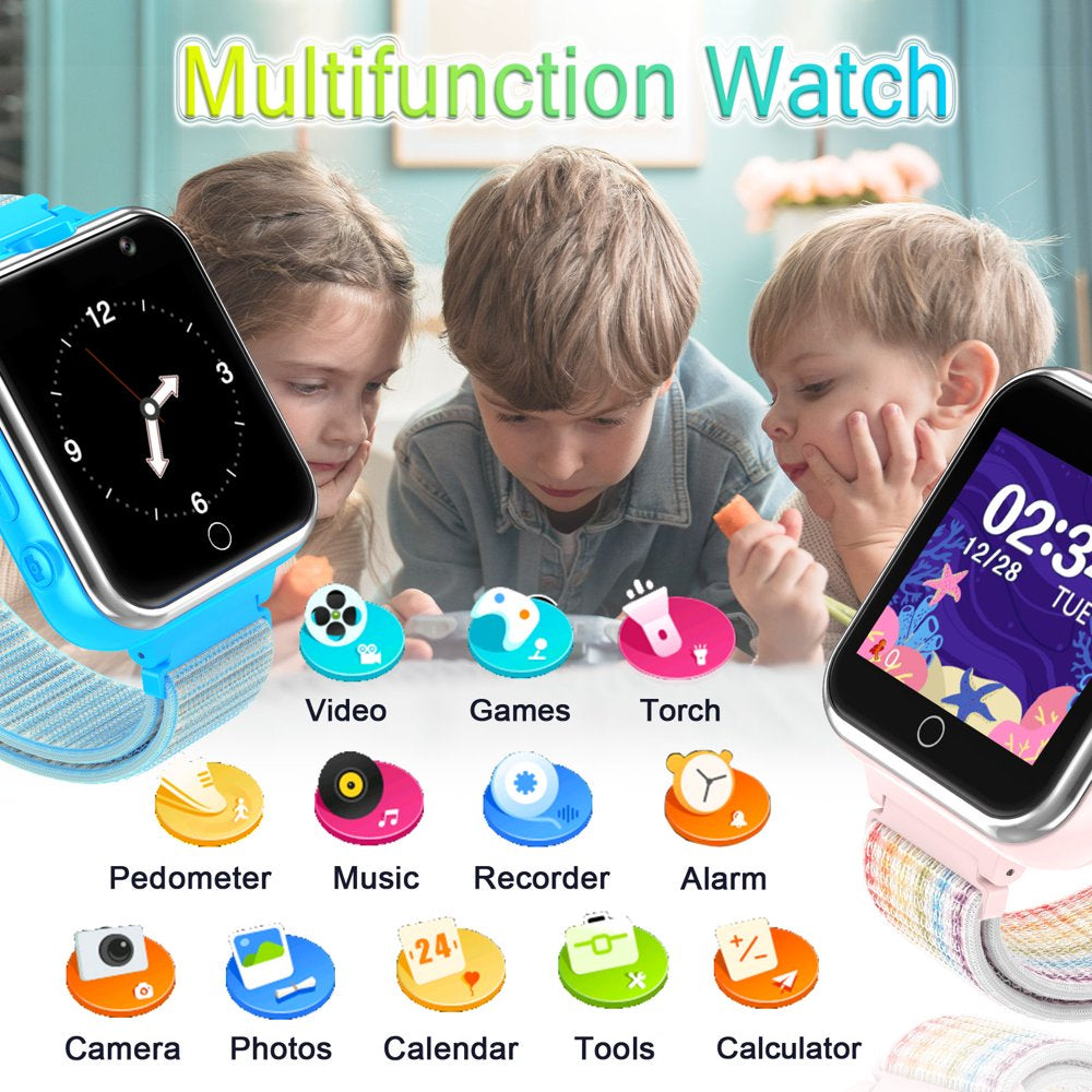 PTHTECHUS 1.54"Smart Watch for Boys Girls,Smartwatch for Kids with Dual Camera Games Pedometer Video MP3 Flashlights Calculator Alarm Clock Children Touch Screen Black