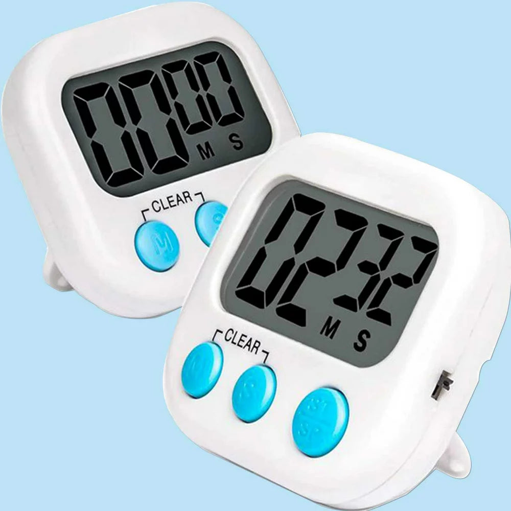 Kitchen Timer, [2 Pack] Digital Kitchen Timer Big Digits, Loud Alarm, Magnetic Backing, Stand, for Cooking Baking(White)