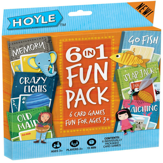 Hoyle 6 In 1 Fun Pack Kids Card Games - Memory, Go Fish, Crazy Eights,  Matching, Old Maid, Slap Jack