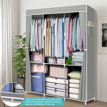 Portable Closet Storage Organizer Clothes Wardrobe Shoe Clothing Rack Shelf Dustproof Non-woven Fabric,Quick and Easy to Assemble