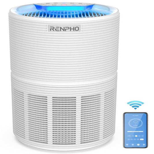 RENPHO Wifi Air Purifier for Home Large Room 1440 Sq.Ft, Air Purifier with H13 True HEPA Filter, Air Cleaner for Allergies Pet Dander, Eliminates Pollen, Dust, Odor, 100% Ozone Free