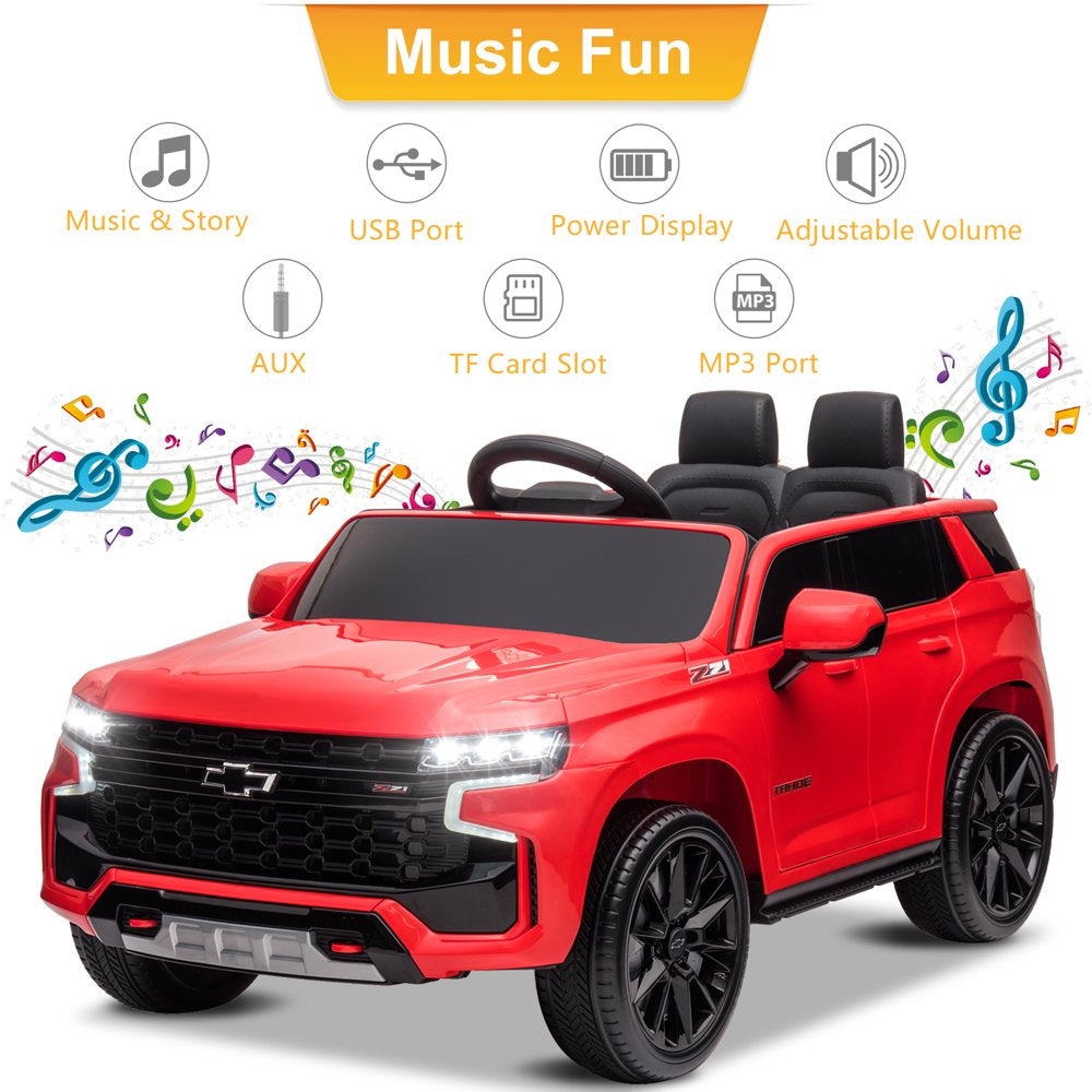 UBesGoo 12V Ride On Car Truck, Licensed Chevrolet Tahoe Kids Battery Powered Ride On Toys, Electric Vehicle with Remote Control, MP3/Bluetooth, LED Lights, Red